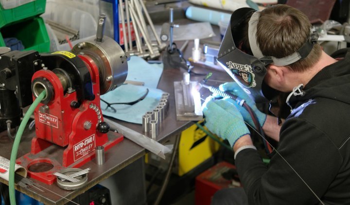 Abbey Bike Tools founder Jason Quade prepping for Crombie Tool.