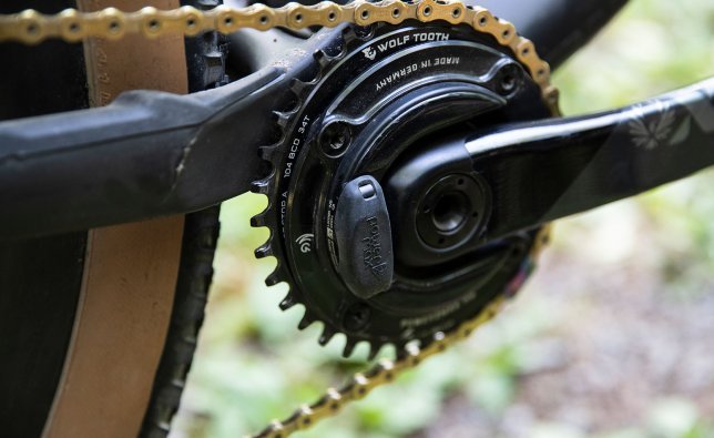 Pictured is a Power2Max power meter installed on a SRAM crank.