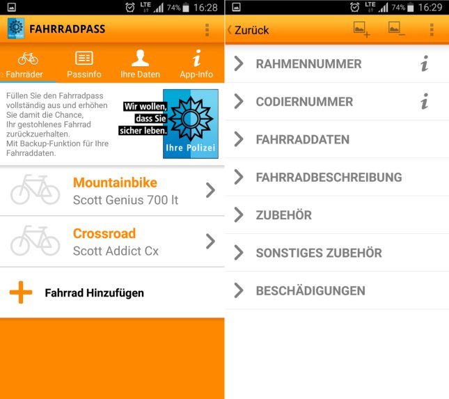 Fahrradpass Fahrrad App