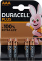 Duracell Pile Alcaline AAA LR03 Plus - 4 pièces