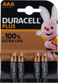 Duracell Pila alcalina AAA LR03 Plus - 4 piezas