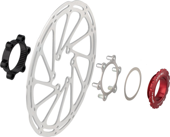 ASHIMA Centra-XL AC03-2 Brake Disc Adapter 6-bolt to Center Lock - red/Disc Center Lock