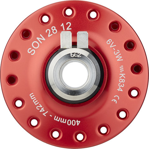 SON 28 12 Disc Center Lock hub dynamo - red/32 hole