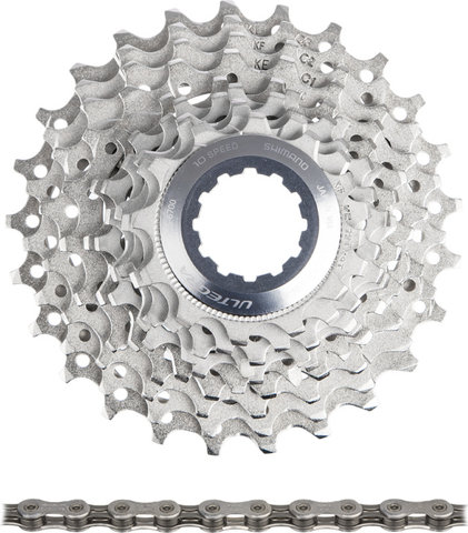 Shimano Ultegra cassette CS-6700 + cadena CN-6701 juego de desgaste de 10 velo - plata/114/11-28/Shimano carretera