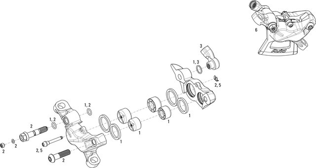 SRAM Guide R/RS (A1) Brake Caliper Spare Parts (2015-2016) - 3/black