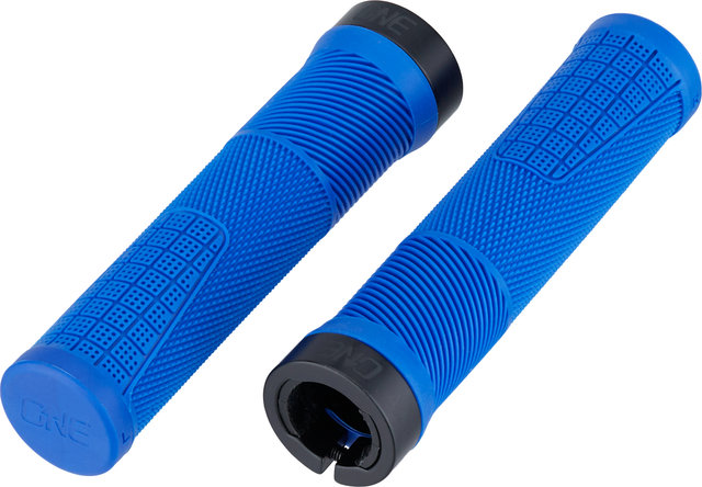 OneUp Components Puños de manillar delgados con bloqueo - blue/138 mm