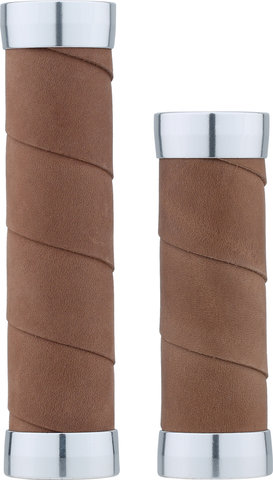 Brooks Slender leather handlebar grips - dark tan/130 mm / 100 mm