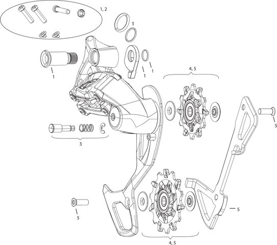 SRAM GX 2x11-speed Type 2.1 Rear Derailleur Spare Parts - 1/universal