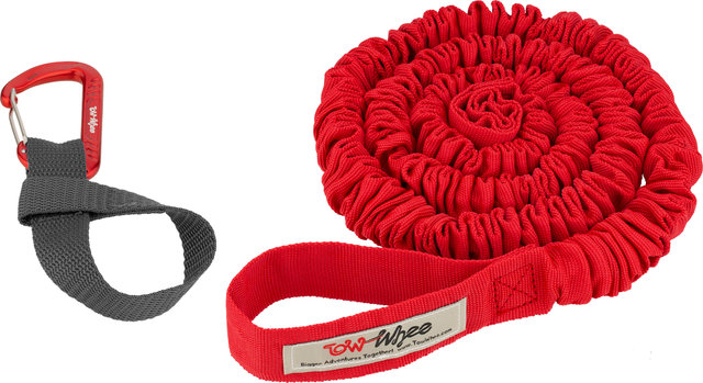 TowWhee Set de cuerda de remolque con Quick Loop con mosquetón - red-black