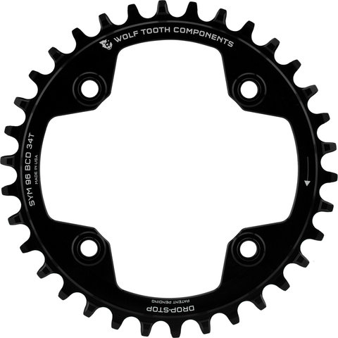 Wolf Tooth Components 96 BCD Symmetrical Kettenblatt für Shimano Compact Triple - black/34 Z