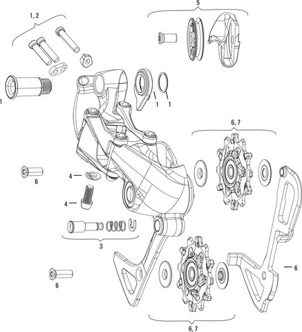 SRAM Ersatzteile GX 1X11 / GX DH 1X7 Type 2.1 Schaltwerk - 1/universal