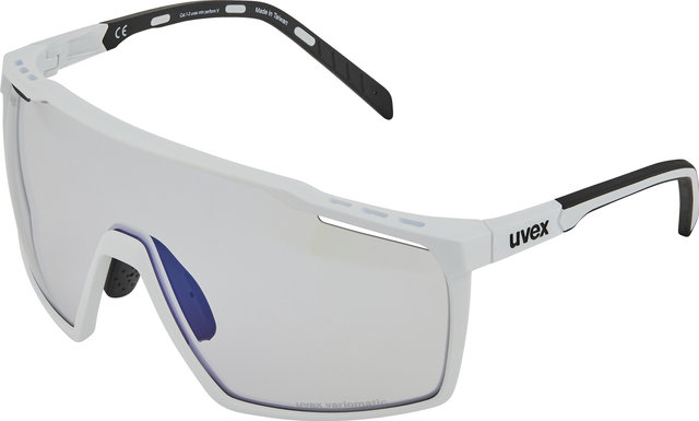 uvex Lunettes de Sport mtn perform V - white mat/litemirror blue