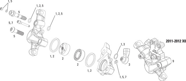 Avid Ersatzteile Elixir X0 Bremssattel - 1/universal