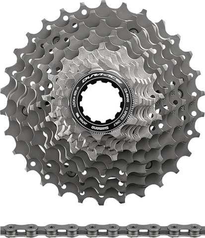 Shimano Set de desgaste cassette Dura-Ace CS-R9100 + cadena CN-HG901 11 vel. - plata/116/11-30/Shimano carretera