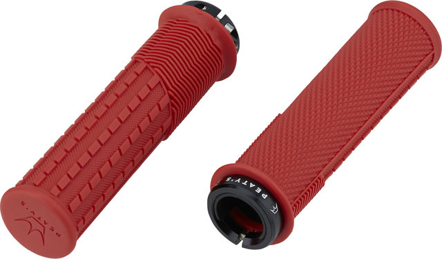 Peatys Puños de manillar Knurl Lock-On Monarch Grips - red/thick