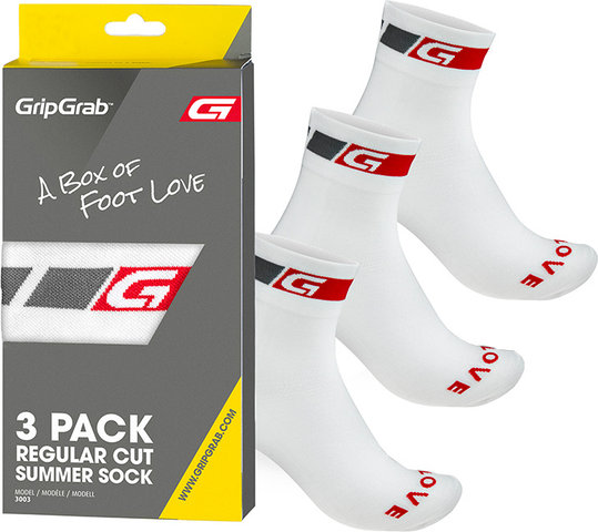 GripGrab Classic Regular Cut Socken 3er-Pack - white/41 - 44