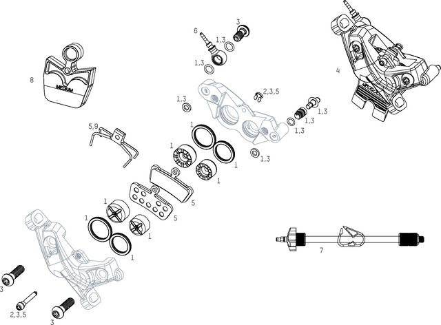 SRAM G2 Ultimate (A1) Brake Caliper Spare Parts (2020) - 7/universal