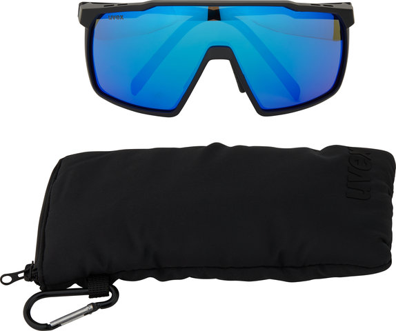 uvex Lunettes de Sport mtn perform S - black mat/mirror blue