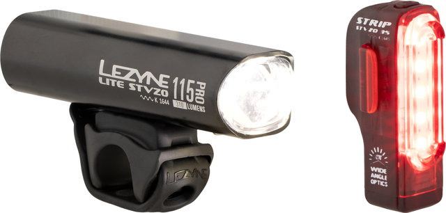 Lezyne Lite Pro 115 Frontlicht + Strip Rücklicht Beleuchtungsset mit StVZO - schwarz/290