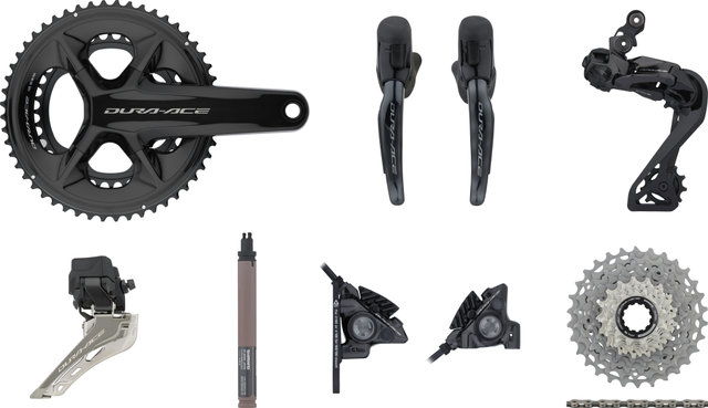 Shimano Dura-Ace Di2 R9250 Gruppe 2x12 36-52 mit Scheibenbremse - schwarz/Shimano Road 12-fach/Anlöt/172,5 mm/11-30/Shimano Road/ohne