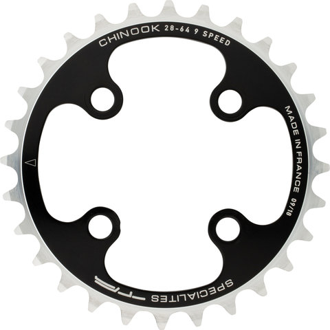 TA Chinook Chainring, 4-arm, Inner, 64 mm Bolt Circle Diameter - black/28 tooth