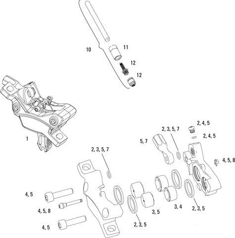 SRAM Guide RE (A1) Brake Caliper Spare Parts (2017) - 12/universal