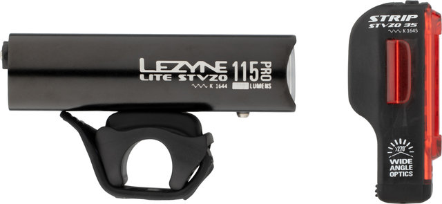 Lezyne Lite Pro 115 Frontlicht + Strip Rücklicht Beleuchtungsset mit StVZO - schwarz/290