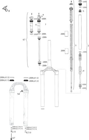 RockShox Ersatzteile 35 Silver R/TK (A1 / 2021) - U1/universal