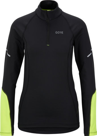 GORE Wear Camiseta para damas de manga larga M Mid Zip Shirt - black-neon yellow/36