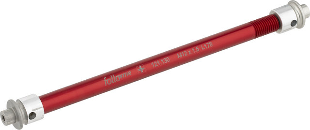 FollowMe Adaptador de eje pasante de 12 mm de aluminio - rojo/12 mm, 1,5 mm, 178 mm