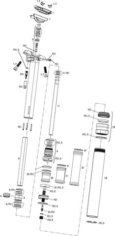 RockShox Pièces Détachées pour Tige de Selle Reverb (A1 / 2010-2012) - 2/argenté