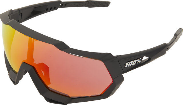 100% Speedtrap Hiper Sports Glasses - soft tact black/hiper red multilayer mirror