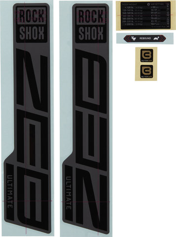 RockShox Decal Kit for ZEB Ultimate Flight Attendant as of 2023 Model - gloss black-matte silver foil