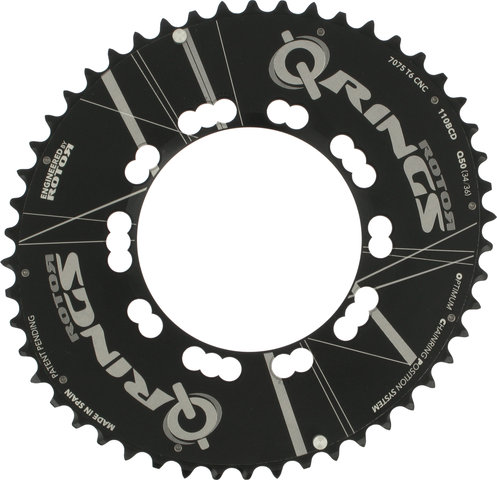 Rotor Road Aero Chainring, 5-arm, Q-Rings, 110 mm BCD - black/50 tooth