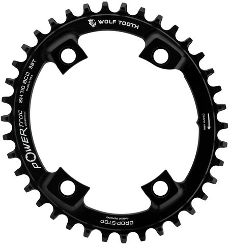 Wolf Tooth Components Elliptical 110 BCD Asymmetric 4-Arm Chainring for Shimano - black/38 tooth
