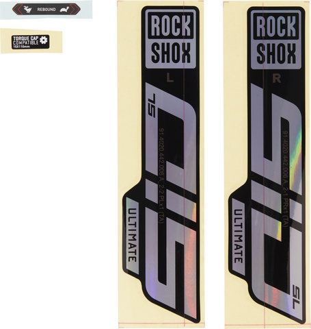 RockShox Aufklebersatz für SID SL Ultimate Modell 2021 - gloss black-gloss rainbow foil