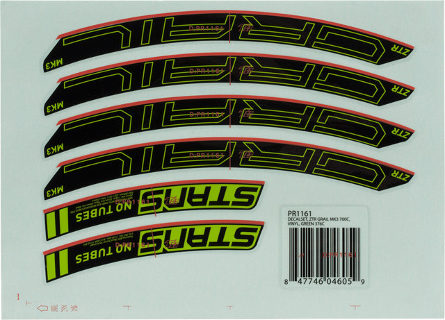 NoTubes Decal Set for ZTR Grail MK3 - green