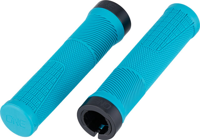 OneUp Components Puños de manillar delgados con bloqueo - turquoise/138 mm