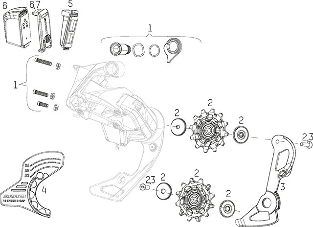 SRAM Pieza de repuesto Red / sistema de cambios Force eTap AXS - 6/negro