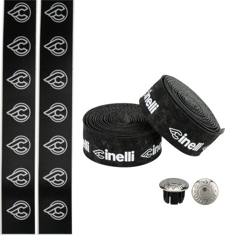 Cinelli Cinta de manillar Logo Velvet - black and white