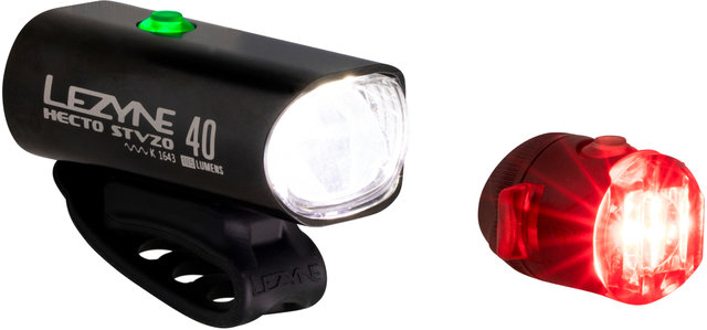 Lezyne Hecto Drive 40 Frontlicht + Femto Rücklicht Beleuchtungsset mit StVZO - schwarz/universal