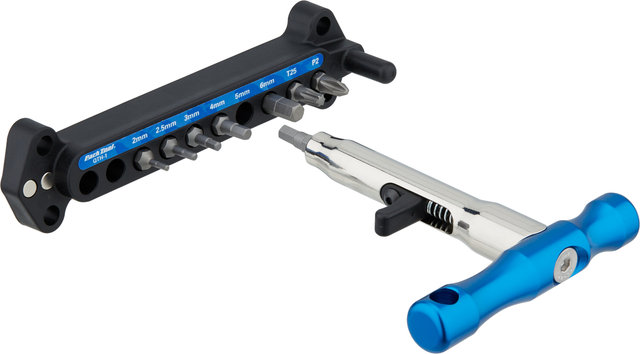 ParkTool Mango en T de cambio rápido con puntas QTH-1 - azul-plata