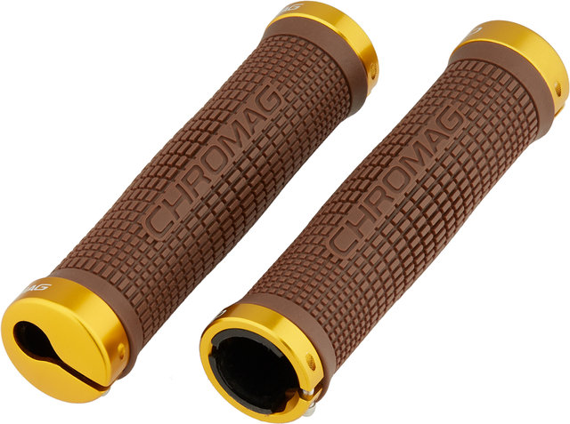 Chromag Puños de manillar Squarewave Lock On - brown-gold/142 mm