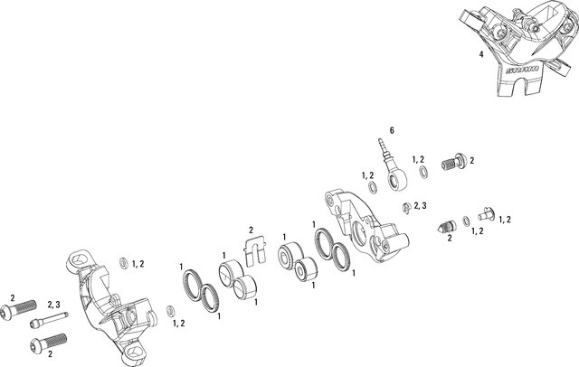 SRAM Guide R/RS (B1) S4 Brake Caliper Spare Parts (2017) - 1