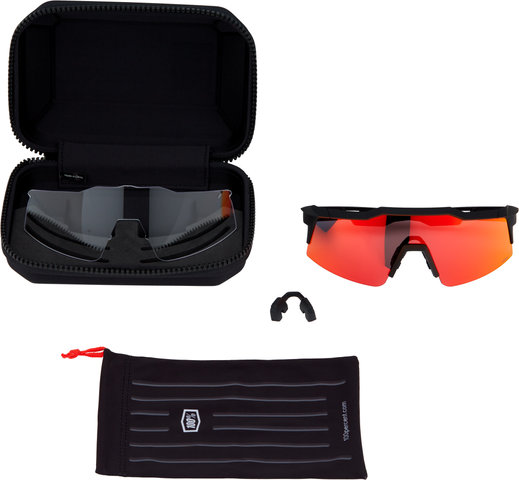 100% Gafas deportivas Speedcraft SL Hiper - soft tact black/hiper red multilayer mirror