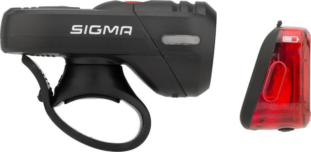 Sigma Set iluminación LED c. StVZO luz del. Aura 45 + luz trasera Nugget II - negro