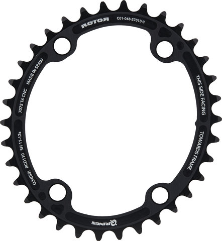 Rotor Kettenblatt Road, 4-Arm, Q-Ring, 110 mm Lochkreis 11-/12-fach - schwarz/34 Z