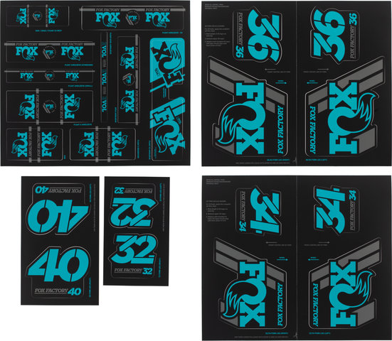 Fox Racing Shox Heritage Fork and Shock Decal Kit Aufklebersatz bis Modell 2020 - turquoise