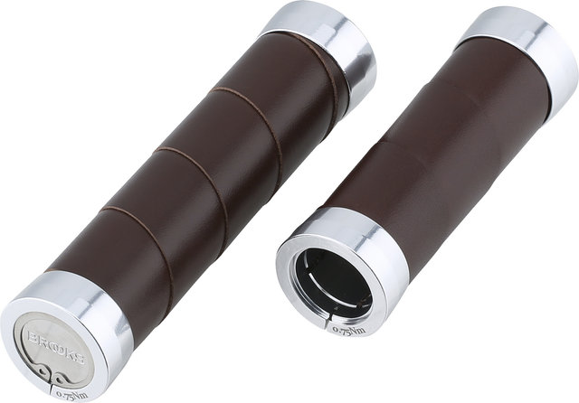 Brooks Slender leather handlebar grips - brown/130 mm / 100 mm