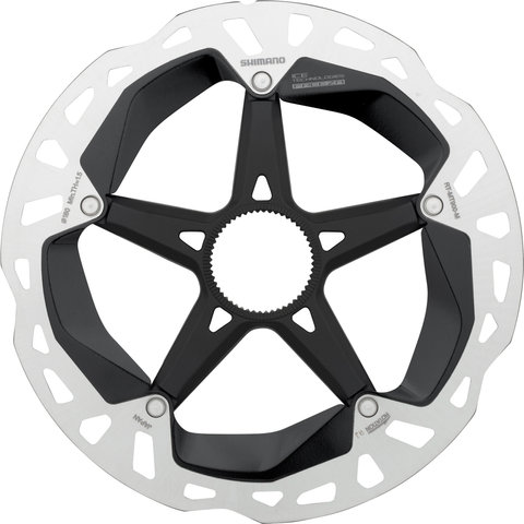 Shimano Disque de Frein RT-MT900 Center Lock Denture Externe pour XTR - argenté-noir/180 mm